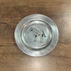 Vintage Pewtarex 7.5" Horse Decorative Tray Plaque Plate